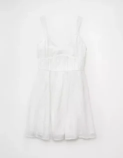 AE V-Neck Eyelet Mini Dress Cream -American Eagle Fashion 0395 8461 106 f