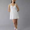AE V-Neck Eyelet Mini Dress Cream