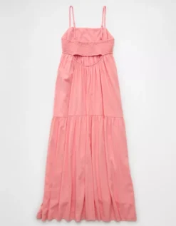 AE Pintuck Babydoll Maxi Dress Pink -American Eagle Fashion 0395 8462 615 b