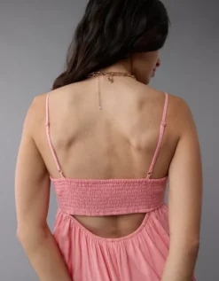 AE Pintuck Babydoll Maxi Dress Pink -American Eagle Fashion 0395 8462 615 d2