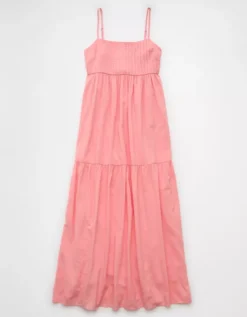 AE Pintuck Babydoll Maxi Dress Pink -American Eagle Fashion 0395 8462 615 f