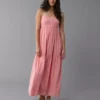 AE Pintuck Babydoll Maxi Dress Pink