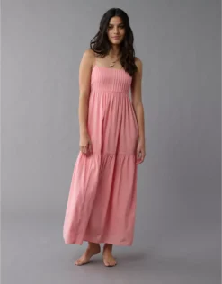 AE Pintuck Babydoll Maxi Dress Pink