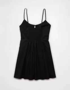 AE Tie Front Mini Dress Black -American Eagle Fashion 0395 8498 001 b