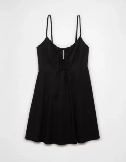 AE Tie Front Mini Dress Black -American Eagle Fashion 0395 8498 001 f