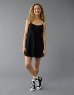 AE Tie Front Mini Dress Black