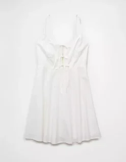 AE Tie Front Mini Dress Cream -American Eagle Fashion 0395 8498 106 f