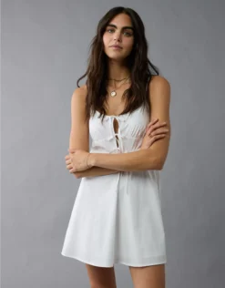 AE Tie Front Mini Dress Cream