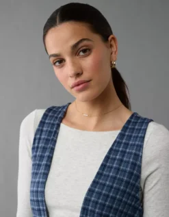 AE It Knit Pinafore Mini Dress Navy -American Eagle Fashion 0395 8519 410 d2