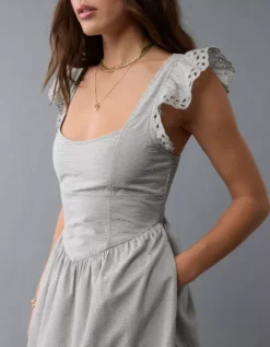 AE V-Waist Corset Mini Dress Olive -American Eagle Fashion 0395 8568 309 os