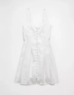 AE Sweetheart Button-Up Mini Dress Ecru Denim -American Eagle Fashion 0395 8598 154 f
