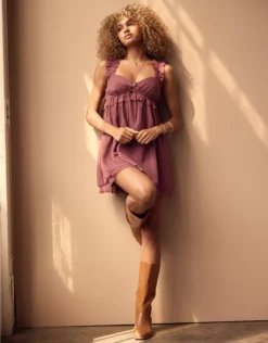 AE Ruffle Mini Dress Brown