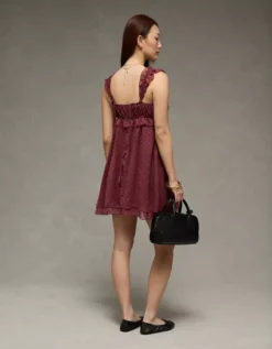 AE Ruffle Mini Dress Brown -American Eagle Fashion 0395 8606 200 ob