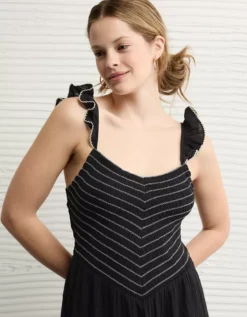 AE Bella Flutter Sleeve Midi Dress Black -American Eagle Fashion 0395 8633 001 os