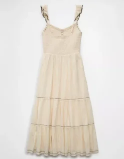 AE Bella Flutter Sleeve Midi Dress Cream -American Eagle Fashion 0395 8633 106 b