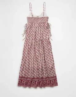 AE V-Neck Side Tie Midi Dress Berry -American Eagle Fashion 0395 8677 669 b