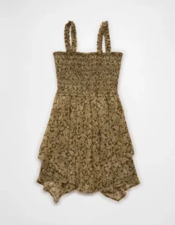 AE Handkerchief Hem Ruffle Floral Mini Dress Yellow -American Eagle Fashion 0395 8700 700 b