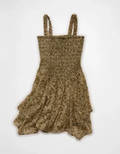 AE Handkerchief Hem Ruffle Floral Mini Dress Yellow -American Eagle Fashion 0395 8700 700 f