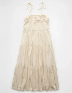 AE Sunchaser Knit Tie Shoulder Maxi Dress Cream -American Eagle Fashion 0395 8767 106 b