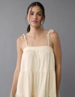 AE Sunchaser Knit Tie Shoulder Maxi Dress Cream -American Eagle Fashion 0395 8767 106 d2