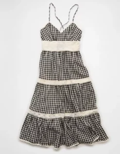 AE V-Neck Lace Tiered Maxi Dress True Black -American Eagle Fashion 0395 8825 073 f