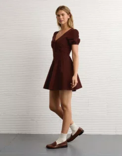 AE V-Neck Corduroy Mini Dress Torte -American Eagle Fashion 0395 8842 251 os