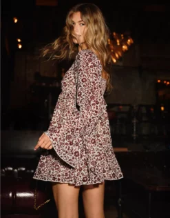 AE Long Sleeve Babydoll Mini Dress Purple