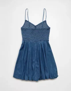 AE Bella Bubble Mini Dress Medium Wash -American Eagle Fashion 0395 8927 936 b