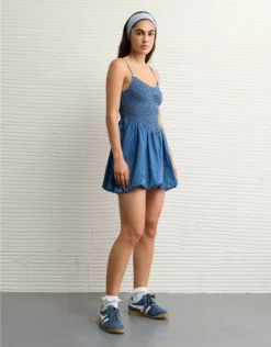 AE Bella Bubble Mini Dress Medium Wash