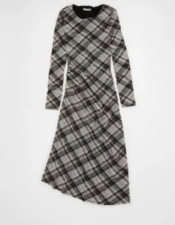 AE Asymmetrical Hem Midi Dress Haze Grey -American Eagle Fashion 0395 9002 036 f