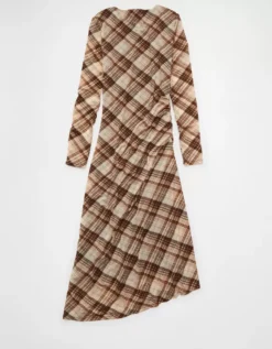 AE Asymmetrical Hem Midi Dress Brown -American Eagle Fashion 0395 9002 200 b