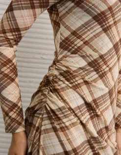 AE Asymmetrical Hem Midi Dress Brown -American Eagle Fashion 0395 9002 200 d2