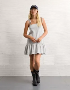 AE Pearl Mini Shift Dress Heather Gray -American Eagle Fashion 0395 9009 006 os