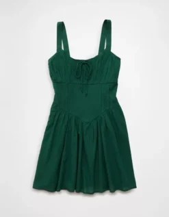 AE Tie Front Corset Mini Dress Green -American Eagle Fashion 0395 9014 300 f