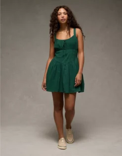 AE Tie Front Corset Mini Dress Green
