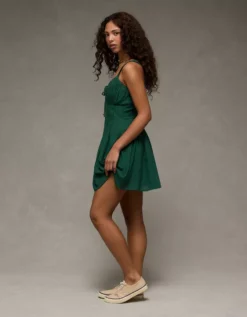 AE Tie Front Corset Mini Dress Green -American Eagle Fashion 0395 9014 300 os