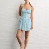 AE Tie Front Corset Mini Dress Blue