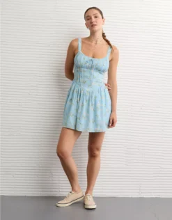 AE Tie Front Corset Mini Dress Blue