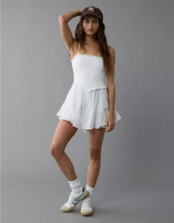 AE Bella Ruffle Tiered Romper Cream