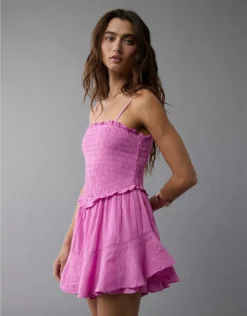 AE Bella Ruffle Tiered Romper Pink
