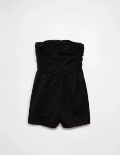 AE Strapless Ruched Bodice Romper Black -American Eagle Fashion 0397 8480 001 f