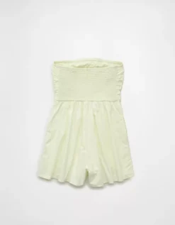 AE Strapless Ruched Bodice Romper Lime -American Eagle Fashion 0397 8480 759 b