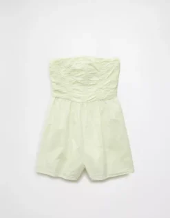 AE Strapless Ruched Bodice Romper Lime -American Eagle Fashion 0397 8480 759 f