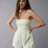 AE Strapless Ruched Bodice Romper Lime
