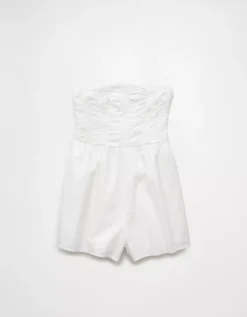 AE Strapless Ruched Bodice Romper Cream -American Eagle Fashion 0397 8972 106 f