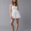 AE Strapless Ruched Bodice Romper Cream