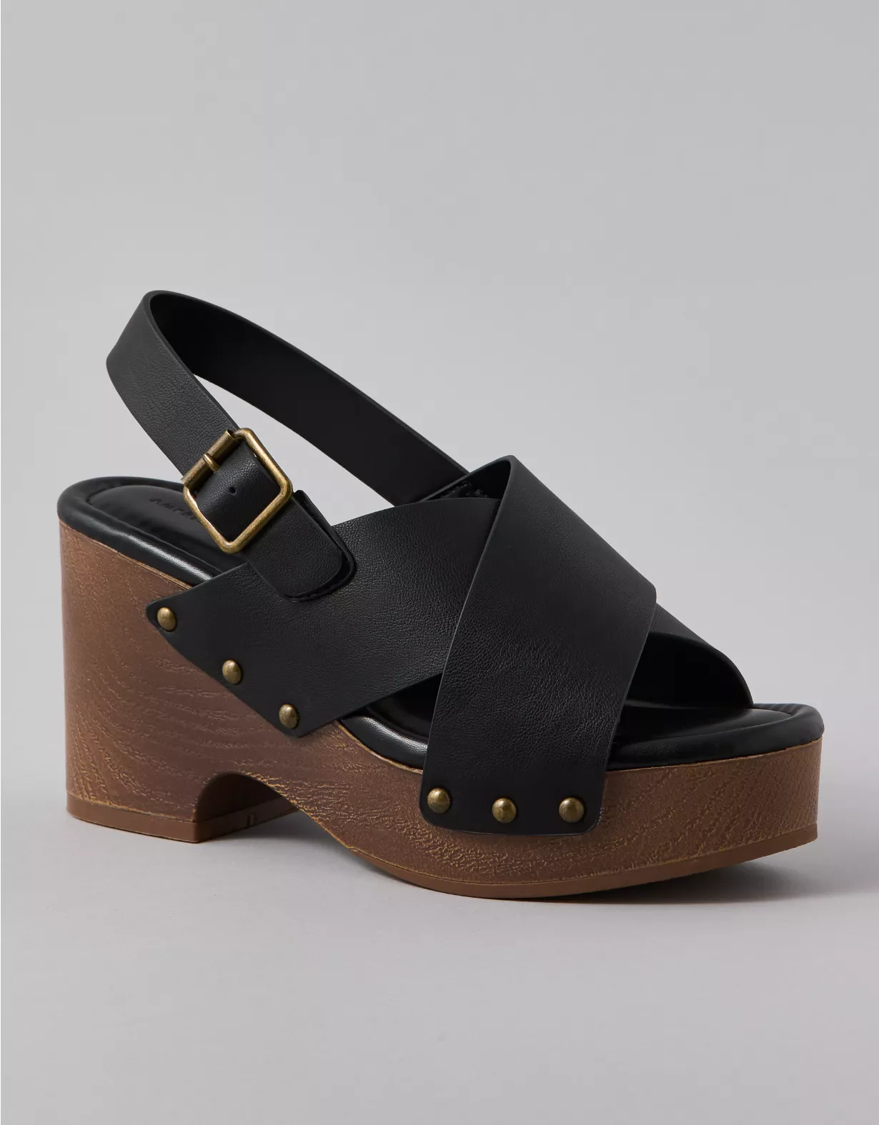 AE Criss-Cross Wedge Clog Black 1 AE Criss-Cross Wedge Clog Black