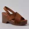 AE Criss-Cross Wedge Clog Amber Brown
