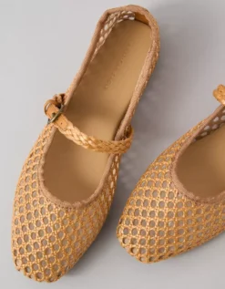 AE Raffia Mesh Mary Jane Flats Natural 5 AE Raffia Mesh Mary Jane Flats Natural -American Eagle Fashion 0419 6745 109 d1