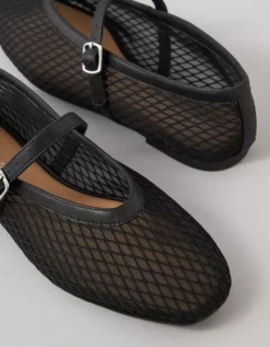 AE Mesh Mary Jane Flats Black -American Eagle Fashion 0419 6890 001 d1